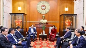 Le 23 février, le président de l’Assemblée nationale (AN), Trân Thanh Mân, est venu présenter ses vœux au Comité central (CC) du Front de la Patrie du Vietnam (FPV). Photo : VOV.