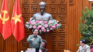 Le Premier ministre Pham Minh Chinh lors de la réunion. Photo : VNA.