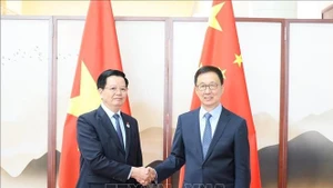 Le vice-Premier ministre vietnamien Mai Van Chinh (gauche) et Han Zheng, vice-président chinois. Photo : VNA.