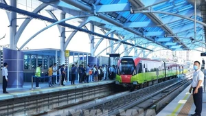 Ligne ferroviaire urbaine Nhon – gare de Hanoï. Photo : VNA.
