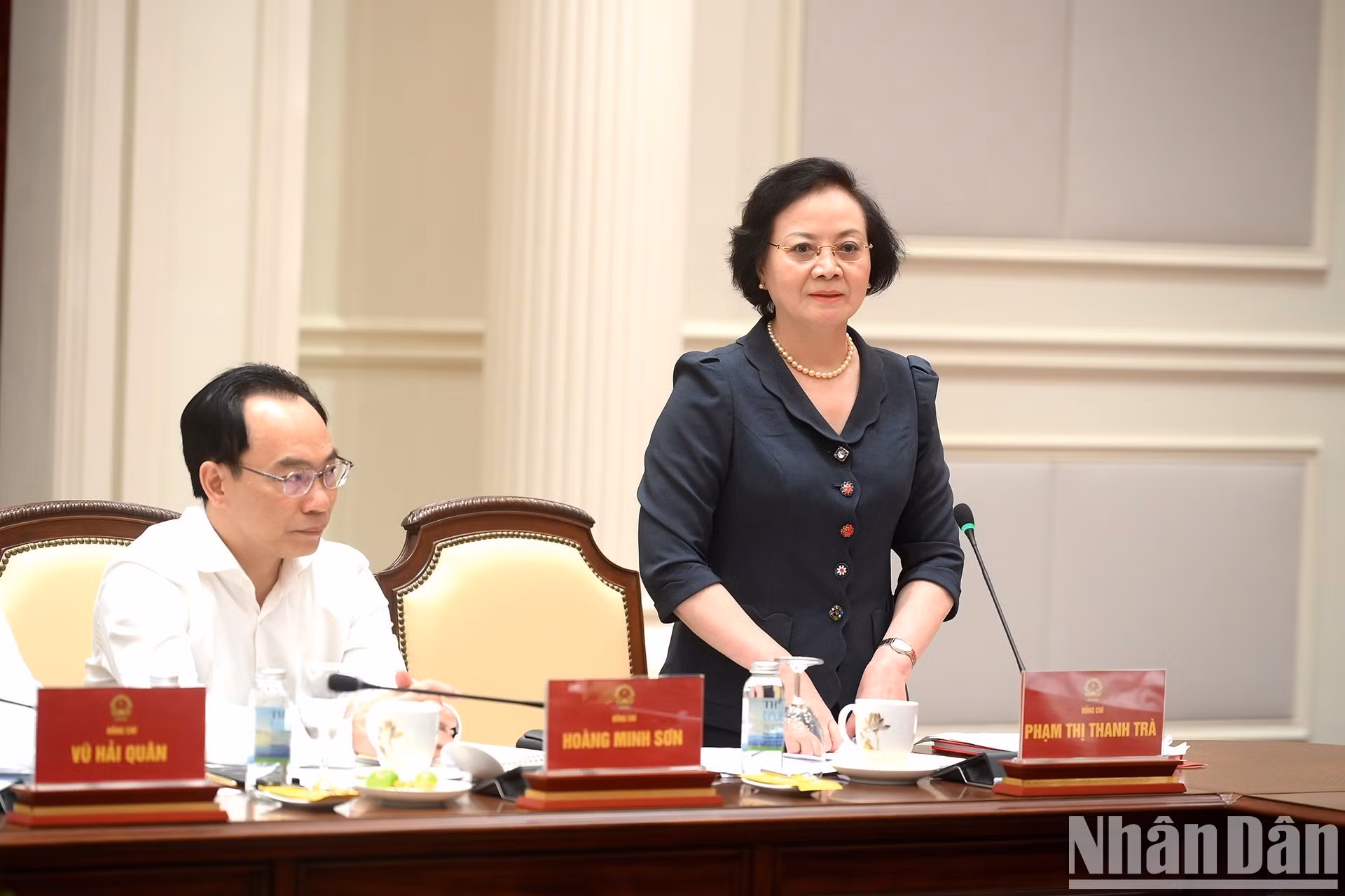 La vice-Première ministre Pham Thi Thanh Tra prend la parole.