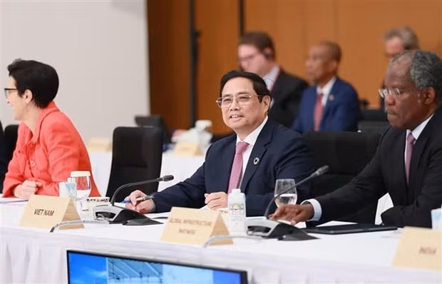 Le Premier ministre vietnamien, Pham Minh Chinh, lors de la 2e session du Sommet du G7 élargi à Hiroshima, au Japon. Photo : VNA.