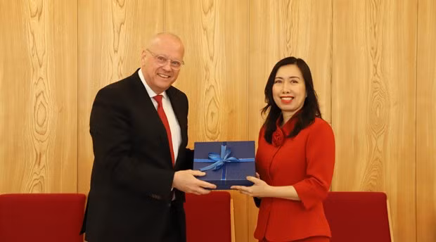 La vice-ministre vietnamienne des Affaires étrangères Lê Thi Thu Hang et le secrétaire d'État du ministère allemand des Affaires étrangères Andreas Michaelis. Photo : VNA.