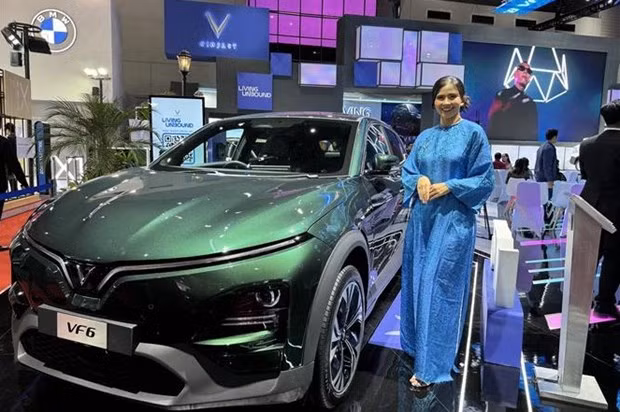 Un modèle de Vinfast présenté à l'IIMS 2024. Photo : VNA.
