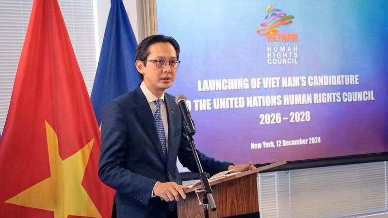 Le vice-ministre vietnamien des Affaires étrangères, Do Hung Viet, s'exprime lors de la cérémonie. Photo : VNA.