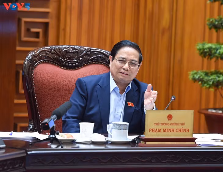 Le Premier ministre Pham Minh Chinh lors de la réunion. Photo : VOV.
