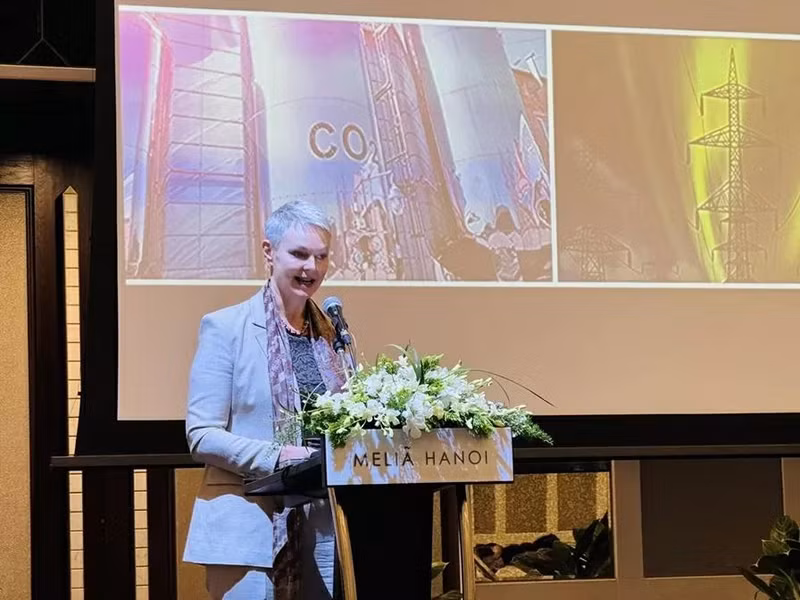 L’ambassadrice de Norvège au Vietnam, Hilde Solbakken, prend la parole lors du séminaire. Photo : baoquocte.vn