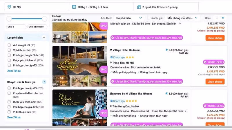 Sur les plateformes de réservation hôtelière en ligne, de nombreux établissements situés dans le vieux quartier ou à proximité du Mausolée de Ho Chi Minh affichent complet pour les vacances du 2 septembre.
