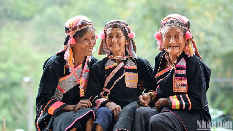 La beauté du costume traditionnel des Ha Nhi dans le village de Pa Pang. 