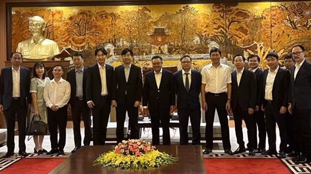 Le président du Comité populaire de Hanoi, Trân Sy Thanh lors de la réception à Hanoi. Photo : VNA