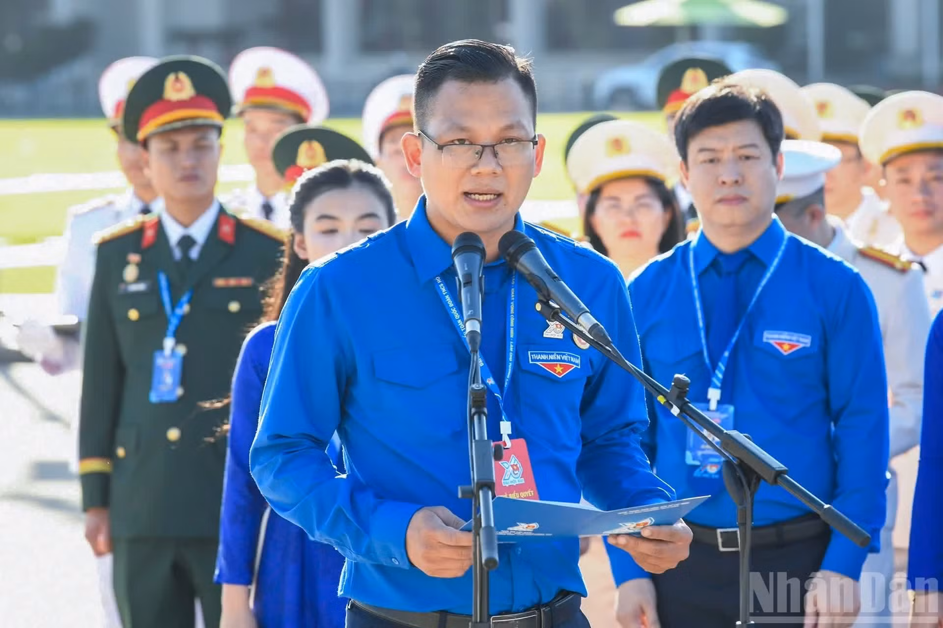 Pham Quang Thang, secrétaire de l’Union de la jeunesse de la Zone agricole de haute technologie de Hô Chi Minh-Ville, a présenté, au nom de la jeunesse vietnamienne, les résultats obtenus dans les activités de l’Union et les mouvements de jeunesse.
