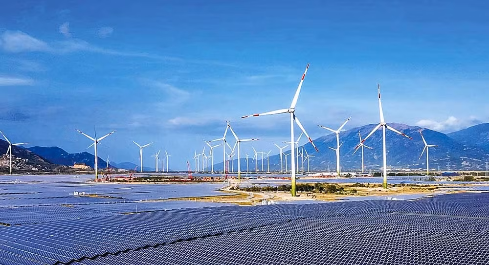 Les relations de coopération entre le Vietnam et Singapour ne cessent de se développer. Sur la photo : projet d’énergie éolienne et solaire au Vietnam du groupe Sembcorp (Singapour). Photo : Le Toan.