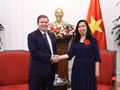 La vice-ministre des Affaires étrangères, Lê Thi Thu Hang, reçoit le ministre finlandais du Commerce extérieur et du Développement, Ville Tapani Tavio. Photo : baoquocte.vn