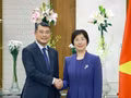Le Premier ministre vietnamien Le Minh Hung et la présidente de la Banque asiatique d’investissement dans les infrastructures (AIIB), Zou Jiayi. Photo : VNA. 