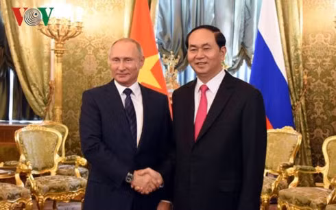 Le Président vietnamien, Trân Dai Quang (à droite), et son homologue russe, Vladimir Putin. Photo: VOV.