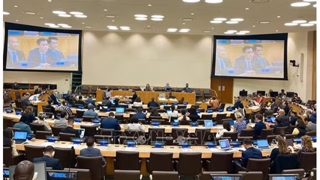 L'ambassadeur Dang Hoang Giang, chef de la Mission permanente du Vietnam auprès de l'ONU s'exprime lors de la 32e réunion des États parties à la Convention des Nations Unies sur le droit de la mer qui se tient du 13 au 17 juin à New York. Photo: VNA