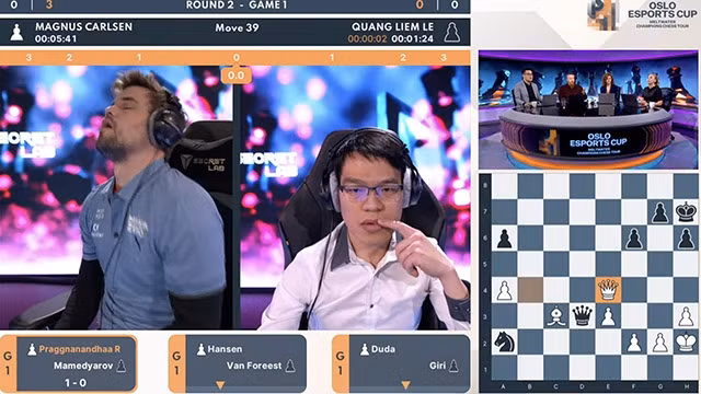 Lê Quang Liêm bat pour la première fois le champion du monde Magnus Carlsen. Photo : NDEL.