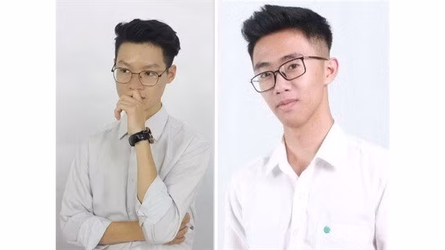L'équipe "Très bien", comprenant Dô Minh Dung (droite) et Nguyên Duy Nam, lauréate de "Expédition francophone" 2021. Photo : VNA.