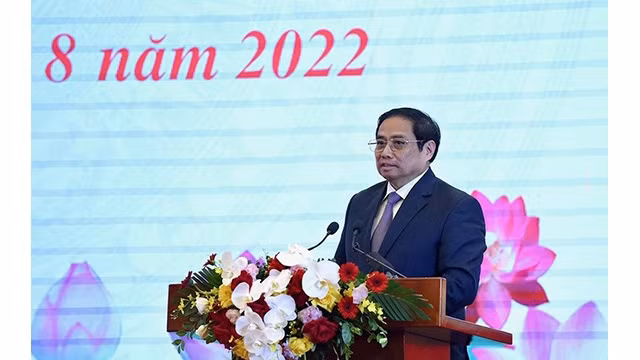 Le Premier ministre Pham Minh Chinh lors de l'événement. Photo: NDEL