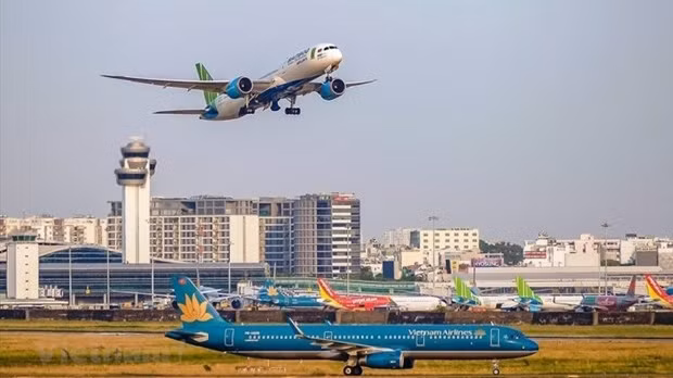 Des avions de transporteurs aériens nationaux. Photo : VNA.