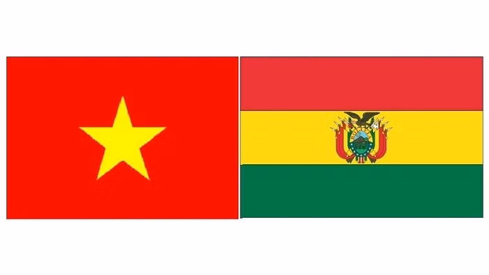 Les drapeaux du Vietnam et de Bolivie. Photo : NDEL.