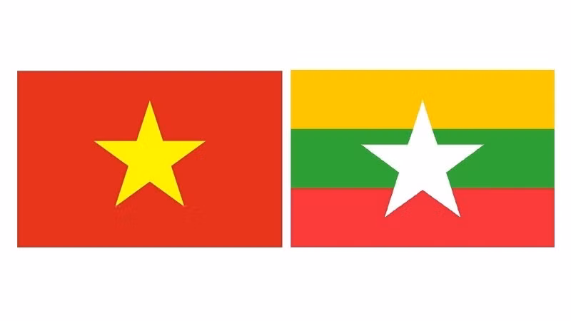 Les drapeaux du Vietnam et du Myanmar. Photo : NDEL.