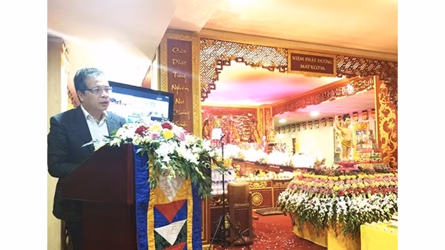 L’ambassadeur Dang Minh Khôi s'exprime lors de la cérémonie. Photo : VOV.