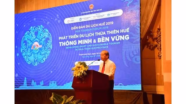 Le président du comité populaire de la province de Thua Thiên-Huê, Phan Ngoc Tho s'exprime lors de l'événement. Photo: VGP