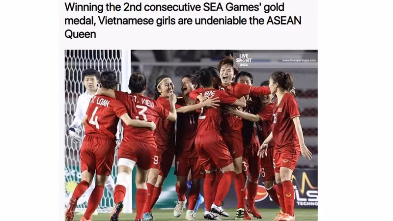 L’article du journal Live Sport Asia sur la victoire 1-0 de l’équipe féminine vietnamienne face à celle thaïlandaise. Photo : dantri.vn. 