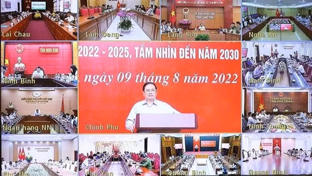 Le Premier ministre vietnamien, Pham Minh Chinh, prend la parole lors de la conférence. Photo : VNA.