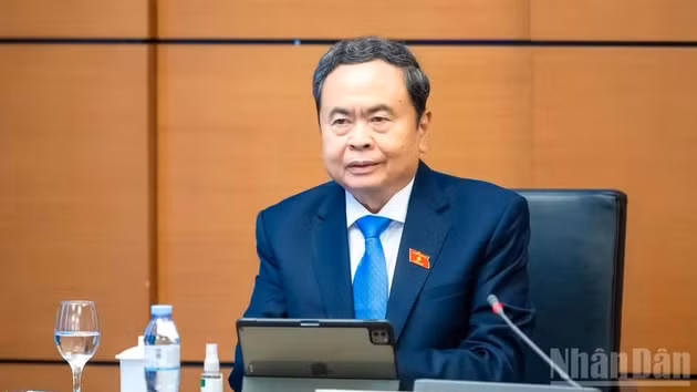Le président de l’Assemblée nationale vietnamienne, Tran Thanh Man, s'exprime lors de l'événement. Photo: Nhân Dân.