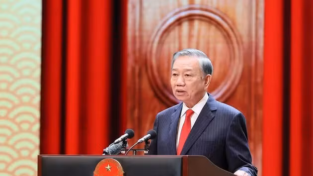 Le secrétaire général du Parti et président de la République, To Lam, prononce le discours marquant le 81e anniversaire de la Fête nationale de la République socialiste du Vietnam. Photo : VNA.